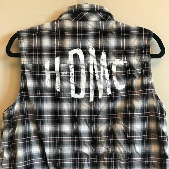 Harley Davidson M cotton plaid vest motorcycle - Picture 2 of 7